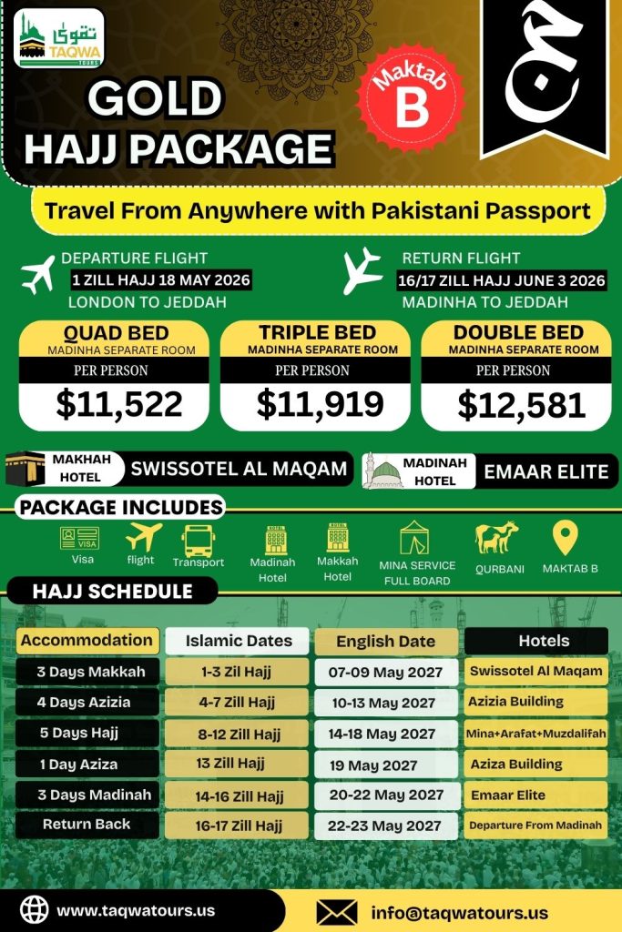 Gold Hajj Package 2027 from USA - Taqwa Tours